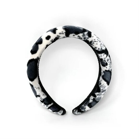 NWOT Magda Padded Grey Leopard Print Velvet Headband - Picture 7 of 7